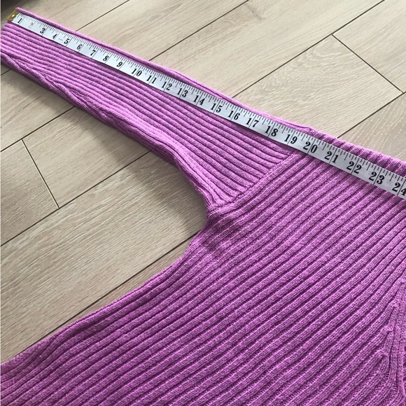Wild Fable Ribbed V Neck Cropped Cotton Blend Sweater in Lilac Size L - Picture 4 of 10
